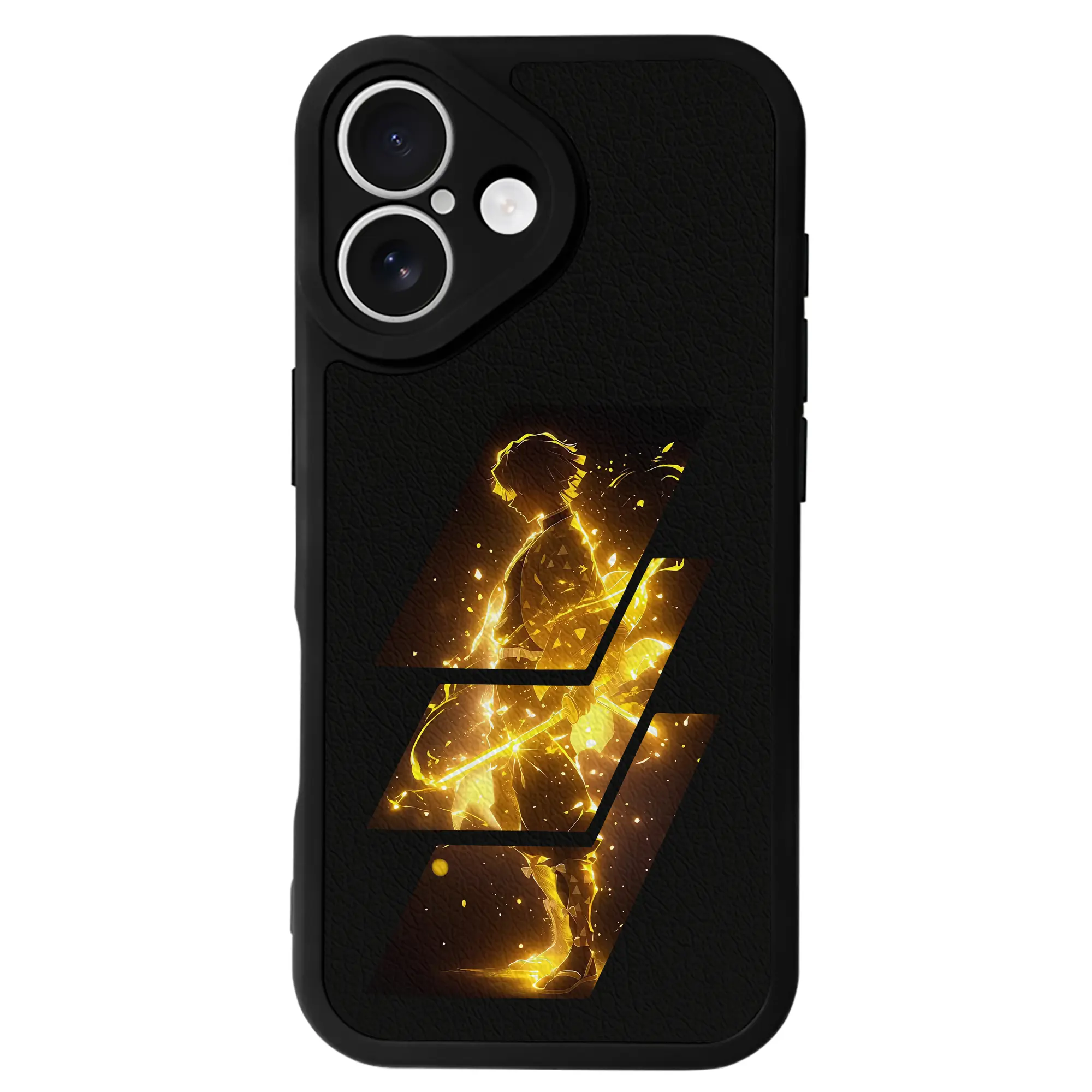 鬼滅の刃 グッズ,我妻 善逸 - IPhone 16シリーズ対応 ・ シリコンスマホケース ・ レザー調 ・ 高精度フィット ・ 耐衝撃 ・ ワイヤレス充電対応 ・ 精密カット